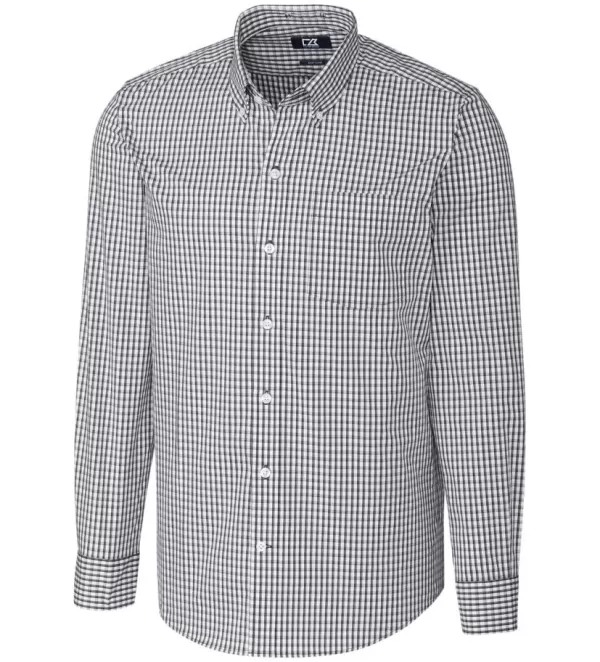 Cutter u0026 Buck Cutter & Buck Tailored Fit Stretch Gingham Long Sleeve Sport Shirt- Long Sleeve Sport Shirts