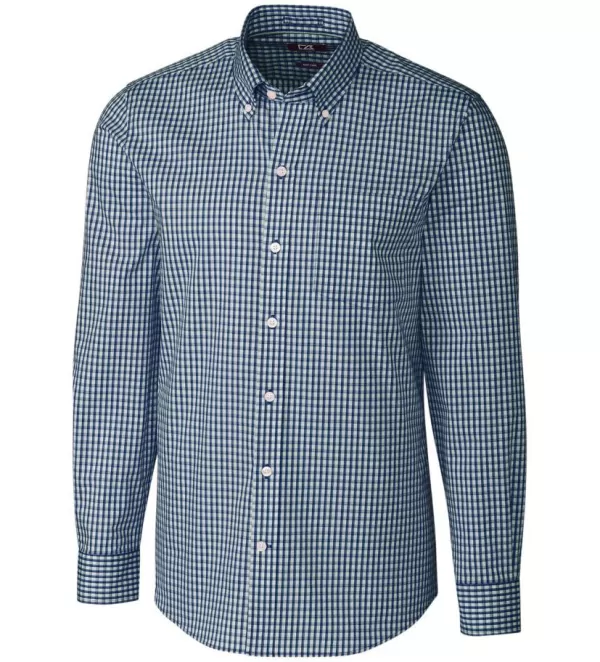 Cutter u0026 Buck Cutter & Buck Tailored Fit Stretch Gingham Long Sleeve Sport Shirt- Long Sleeve Sport Shirts