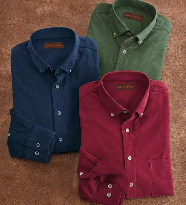 Patrick James Baby Cord Long Sleeve Sport Shirt- Long Sleeve Sport Shirts