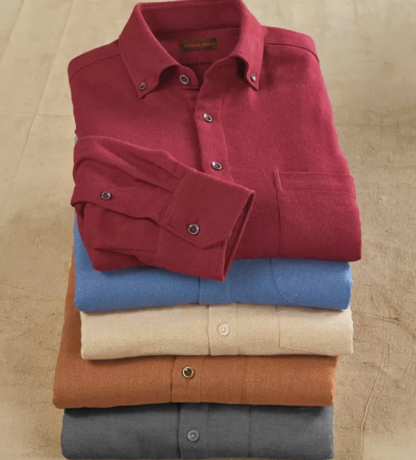 Patrick James Luxe Solid Flannel Long Sleeve Sport Shirt- Long Sleeve Sport Shirts
