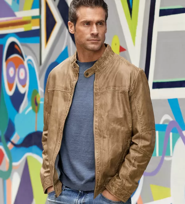 Patrick James Vintage Washed Lambskin Leather Jacket- Leather & Suede