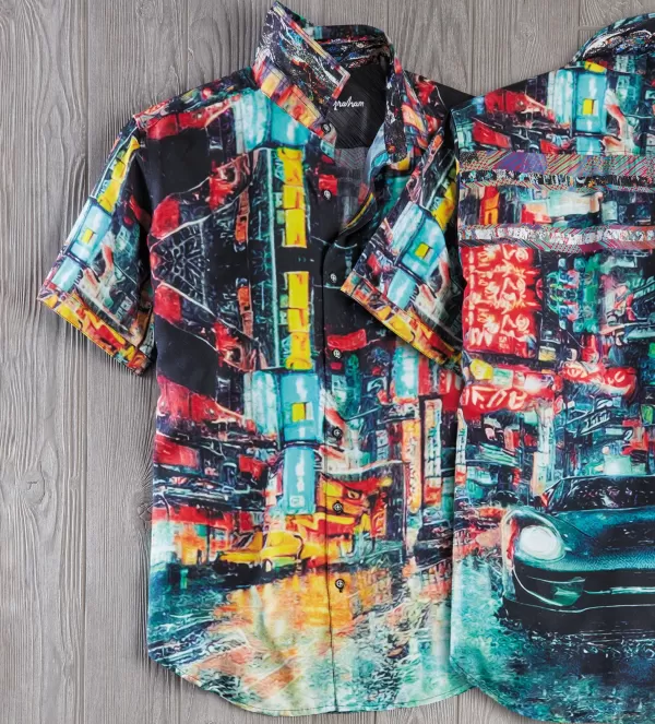 Robert Graham Boreal City Lights Short Sleeve Shirt- Short Sleeve Sport Shirts