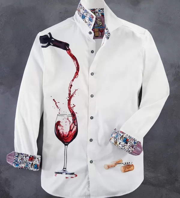 Robert Graham Pinot Noir Pour Long Sleeve Sport Shirt- Long Sleeve Sport Shirts