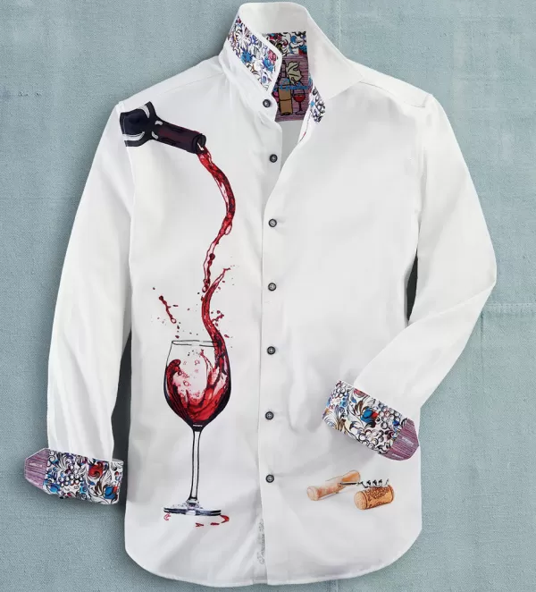 Robert Graham Pinot Noir Pour Long Sleeve Sport Shirt- Long Sleeve Sport Shirts