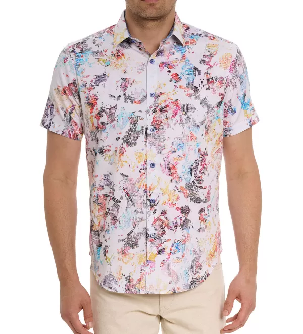 Robert Graham Short Sleeve Splash Of Color Shirt- Short Sleeve Sport Shirts