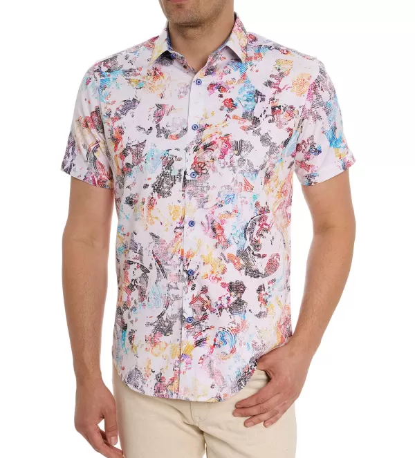 Robert Graham Short Sleeve Splash Of Color Shirt- Short Sleeve Sport Shirts