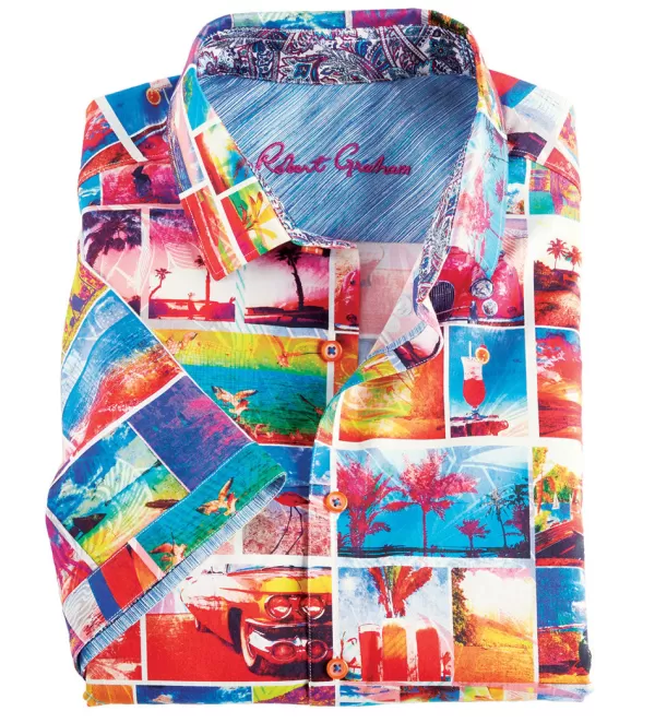 Robert Graham The Getaway Photos Short Sleeve Sport Shirt- Short Sleeve Sport Shirts
