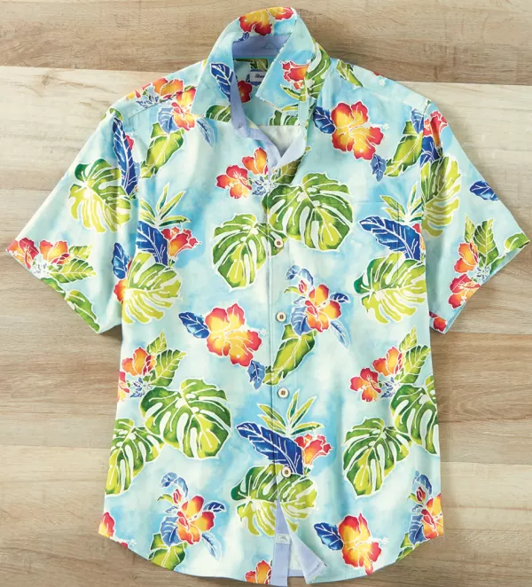 Tommy Bahama Fiesta Keys Silk Short Sleeve Sport Shirt- Short Sleeve Sport Shirts